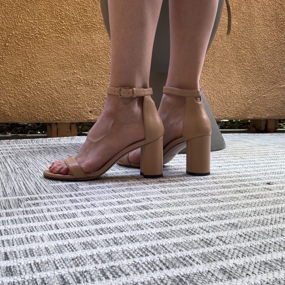 Stuart Weitzman Tan Block Heel Sandals